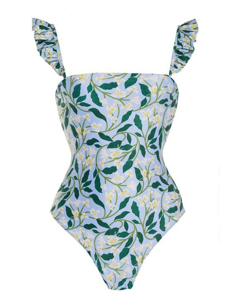 Floral Print Retro Style Strap One Piece