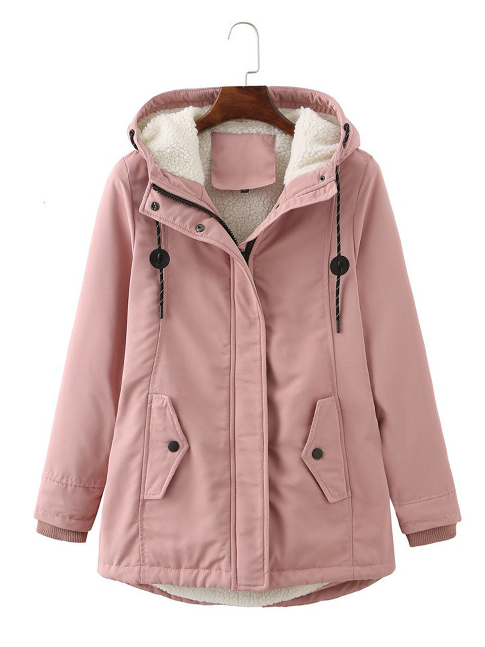 Navy Blue Fleece Lined Hooded Parka Jacket and Warm Winter Coat Heavyweight Windbreaker