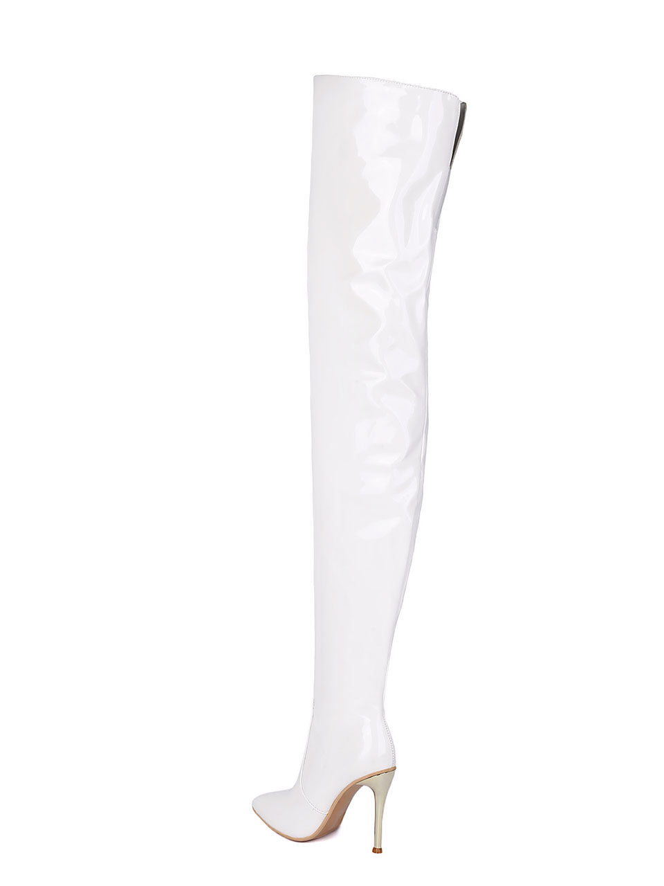 10CM Patent Leather Thigh Ultra High Stiletto Heel Over The Knee Warm Boots