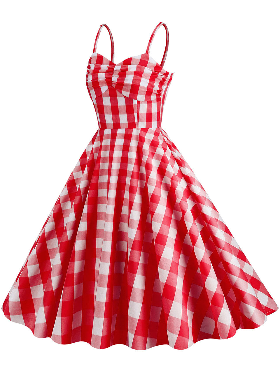 Pink And White Barbie Same Style Plaid Strap Classis Style 1950S Vintage Dress