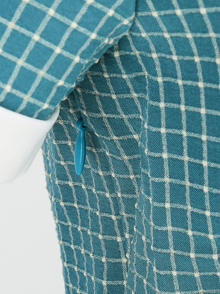 Plaid Tuxedo Collar 1950S Vintage Dress