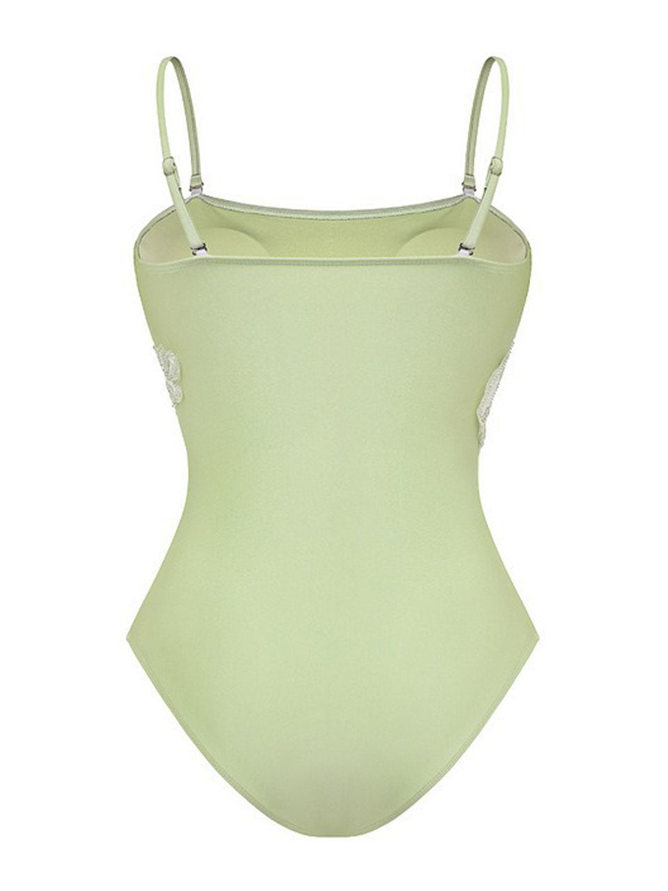 Mint Green Sequin Leaf Embroidered One Piece Bodysuit