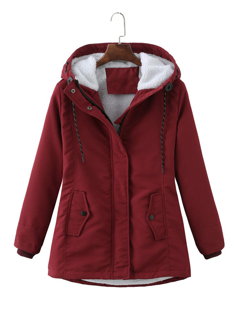 Navy Blue Fleece Lined Hooded Parka Jacket and Warm Winter Coat Heavyweight Windbreaker