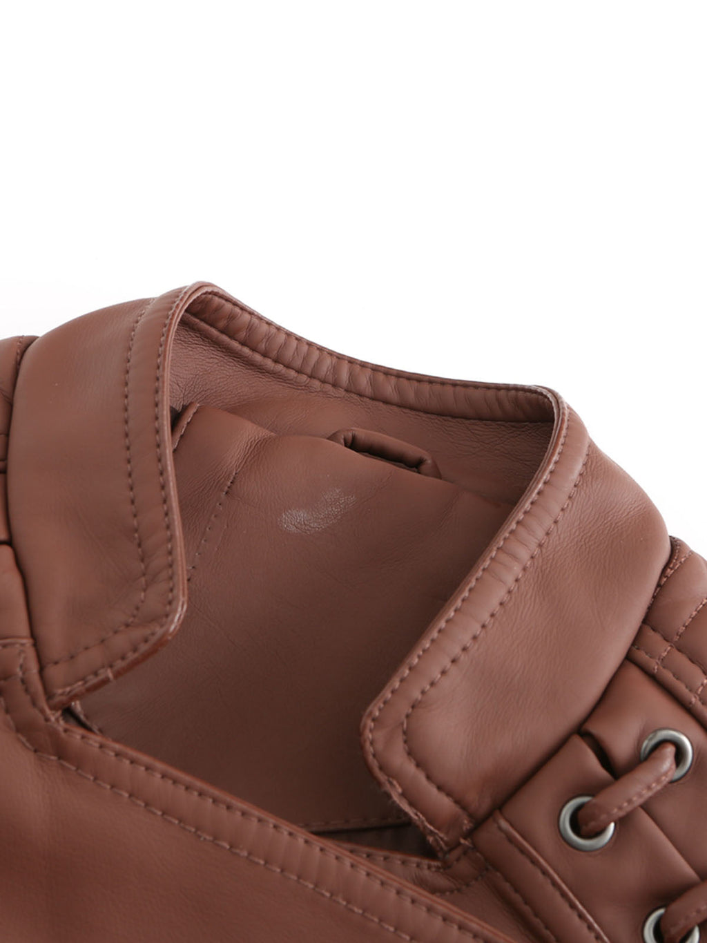 Leather Jacket Weave Long Sleeve Winter Coat