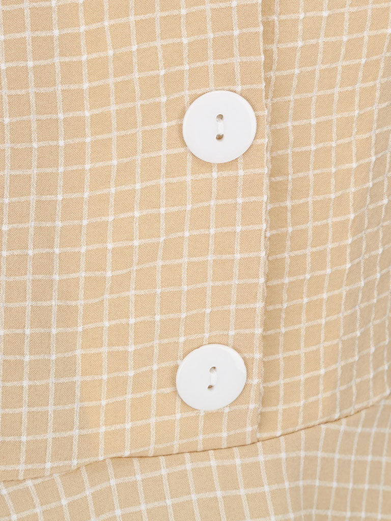 Plaid Tuxedo Collar 1950S Vintage Dress
