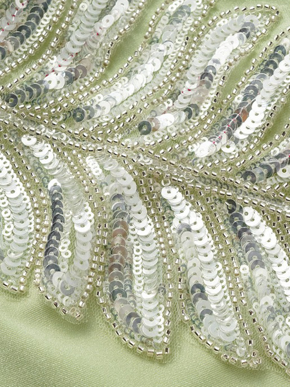 Mint Green Sequin Leaf Embroidered One Piece Bodysuit