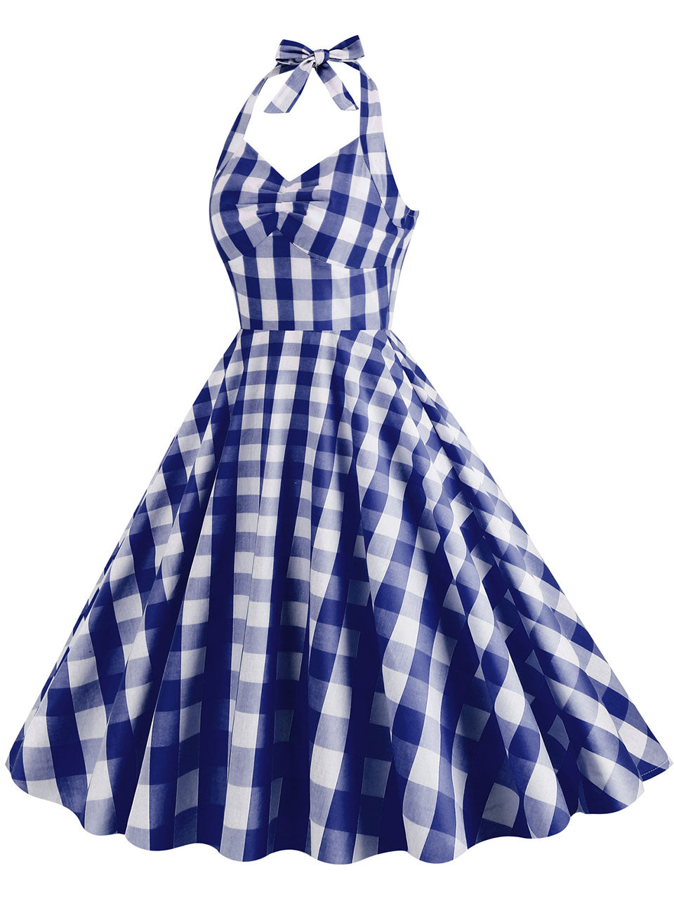 Pink And White Plaid Halter Classis Style 1950S Vintage Dress Set