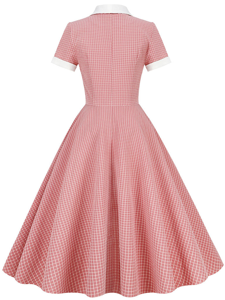 Plaid Tuxedo Collar 1950S Vintage Dress