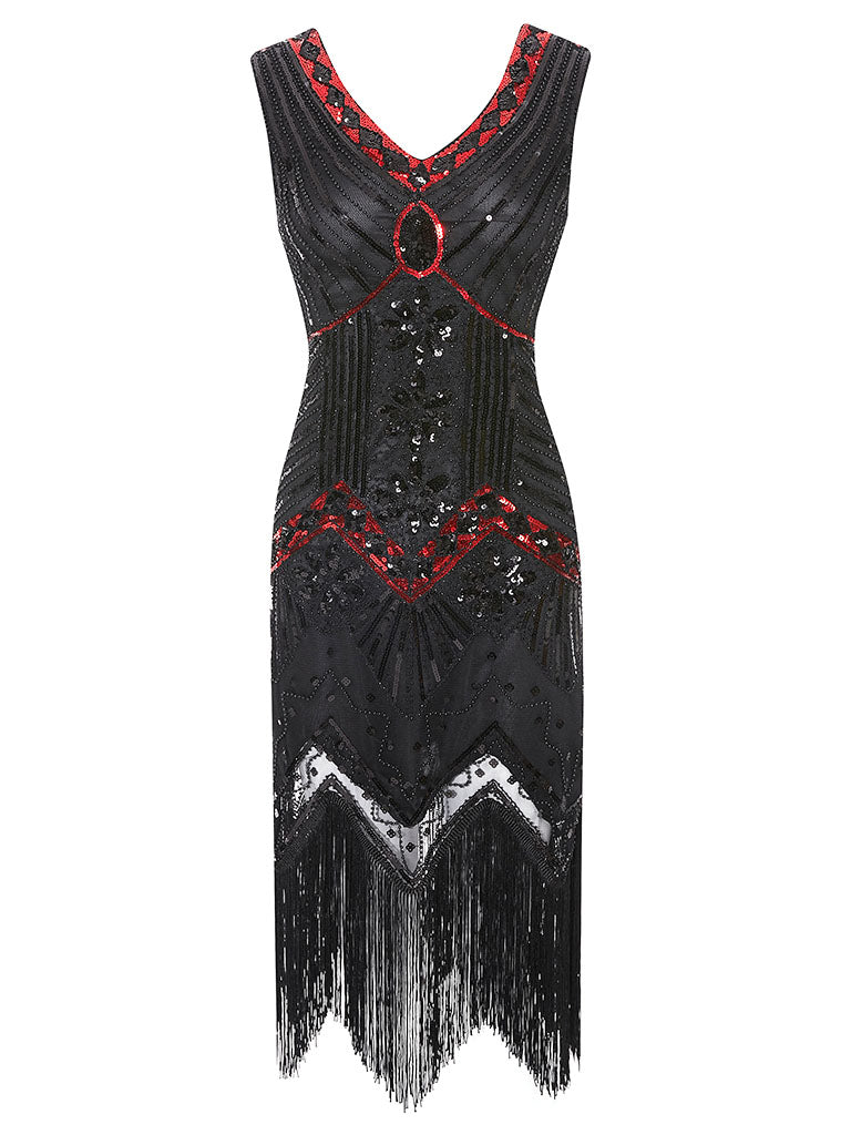 Dark Green 1920s Sequined Flapper Dress