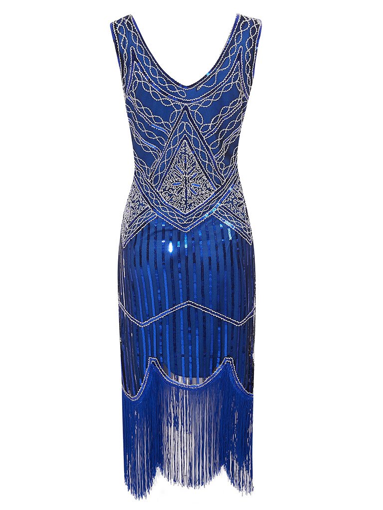 1920s V Neck Sequined Flapper Gatsby Dress