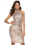 Standing Collar Print Spilt Bodycon Mini Dress