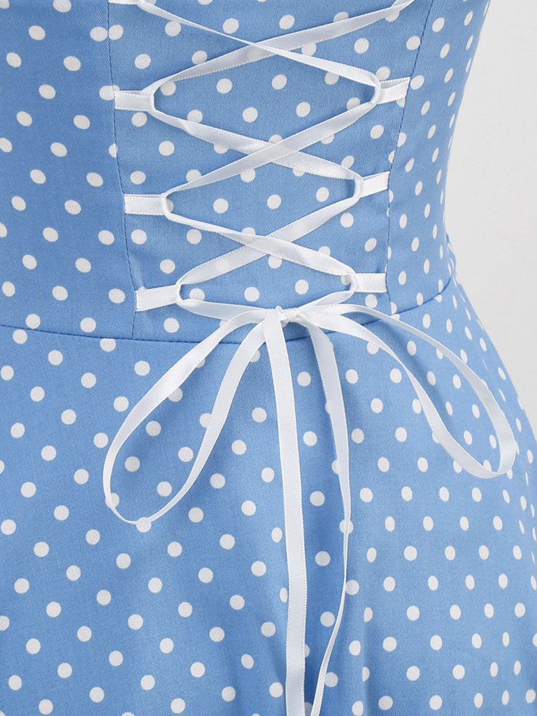 Red Polka Dots Halter Classis Style 1950S Dress