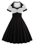Cotton High Waist Polka Dots 1950s Vintage Dress