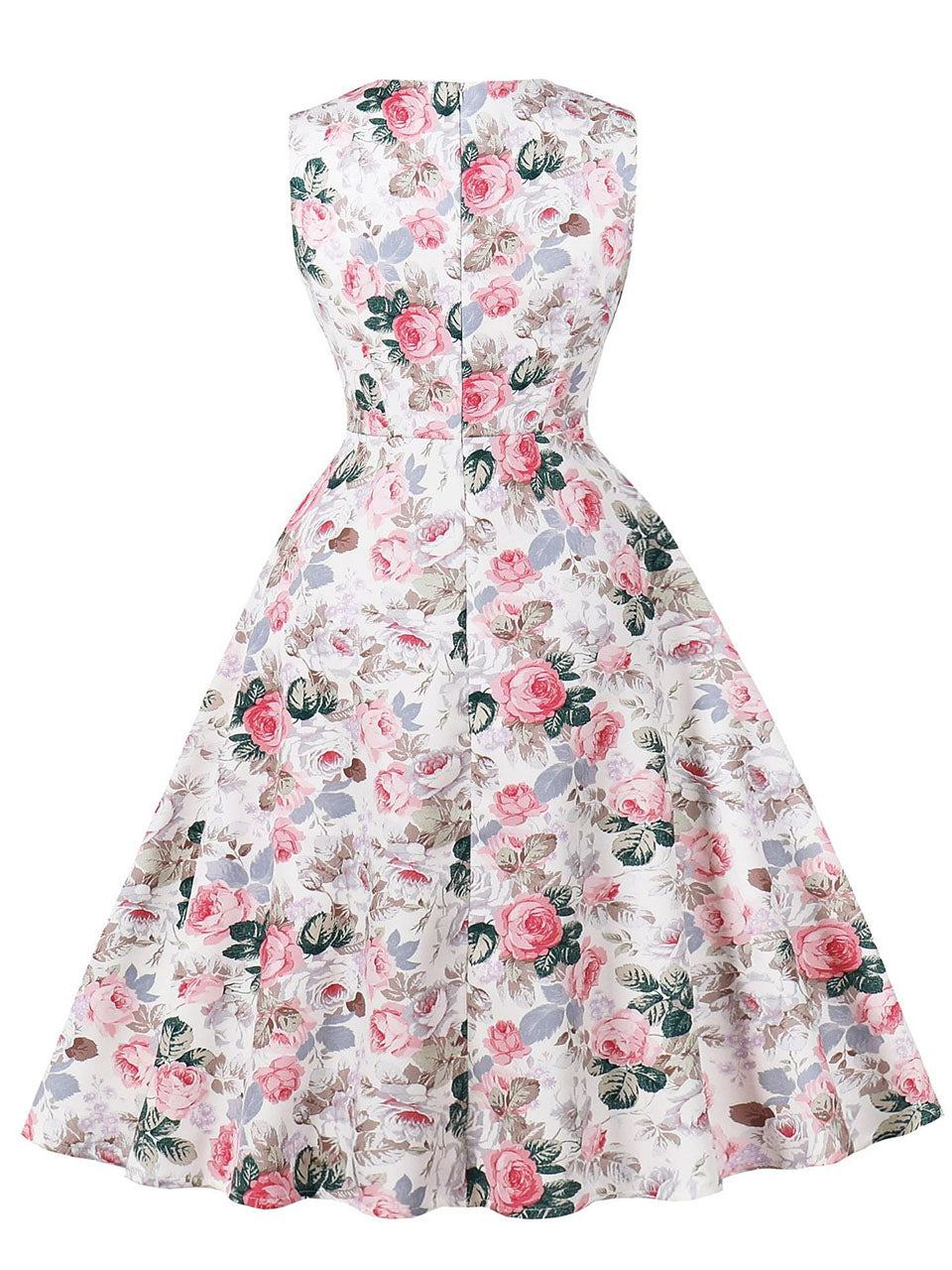 Sweet Rose Printed Cotton 1950s Vintage Swing Dress