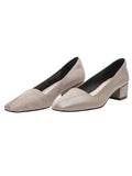 Handmade Chunky Heel  Square Toe Leather Vintage Shoes