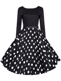 Cotton V Back Long Sleeve 50s Flapper Dress