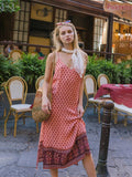 Boho Dress Floral Printed Spaghetti Strap Beach Dress Maxi Dress