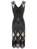 Red 1920s V Neck Sequined Flapper Dress