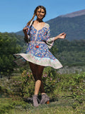 Summer Boho Dress Floral Printed V Neck Beach Maxi Dress