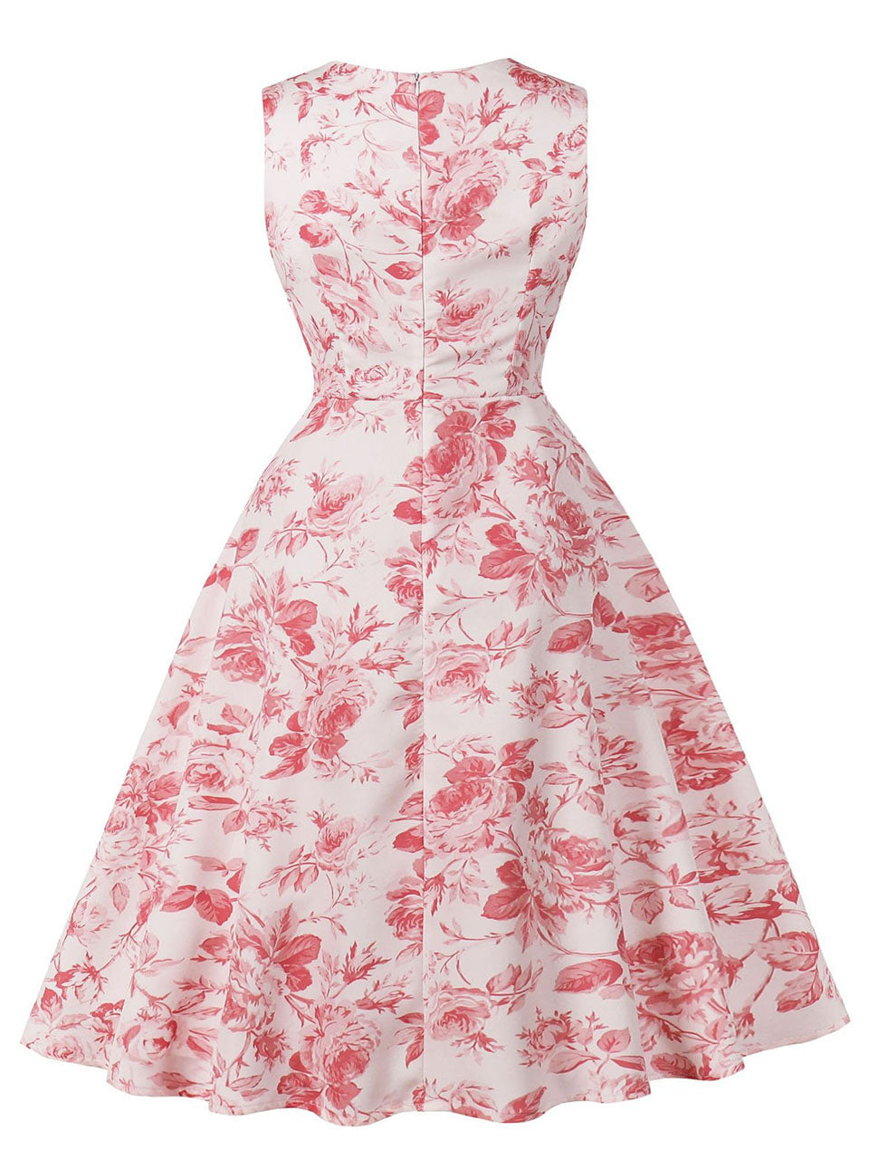 Sweet Rose Printed Cotton 1950s Vintage Swing Dress