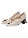 Chunky Heel  Square Toe PU Vintage Shoes