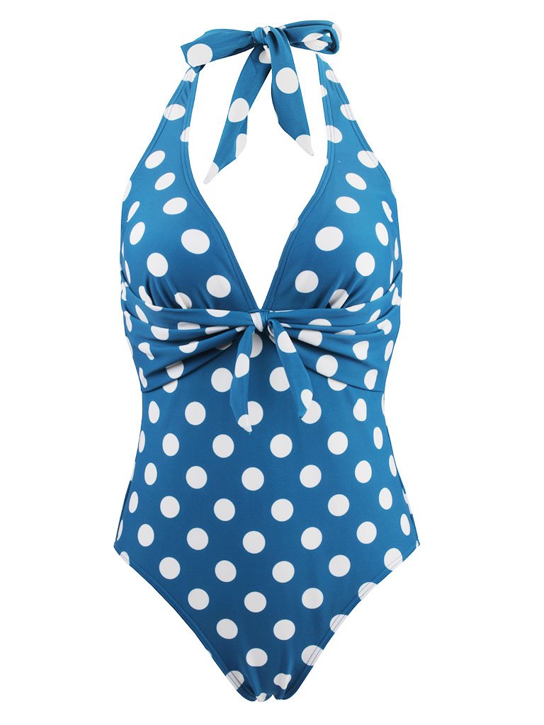 Vintage Style Dots One Piece Bikini Swimwear