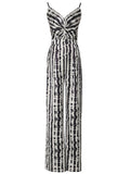 Black And White Animal Print Spaghetti Straps Jumpsuit