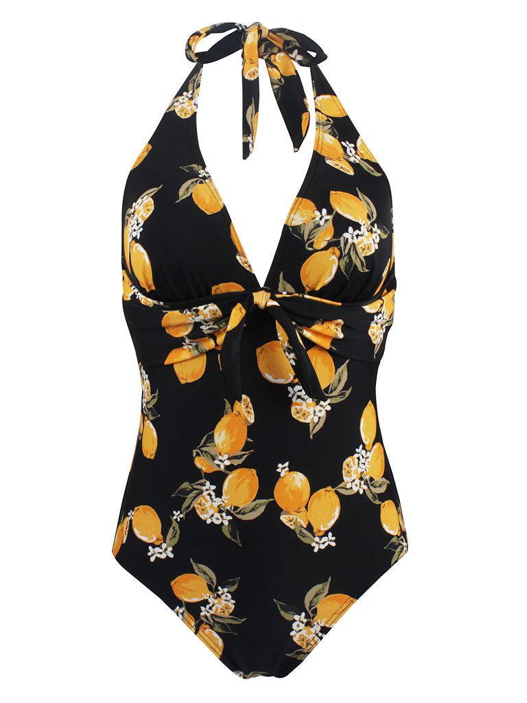 Vintage Style Floral One Piece Bikini