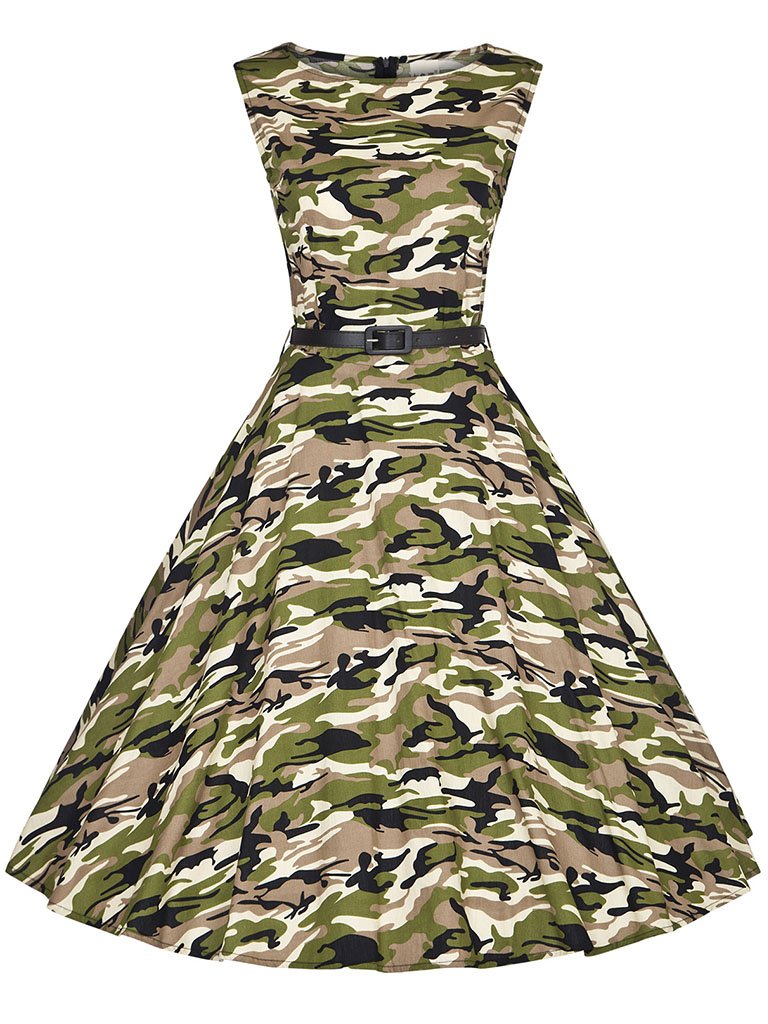 Camouflage Army Style 50s Flapper Dress