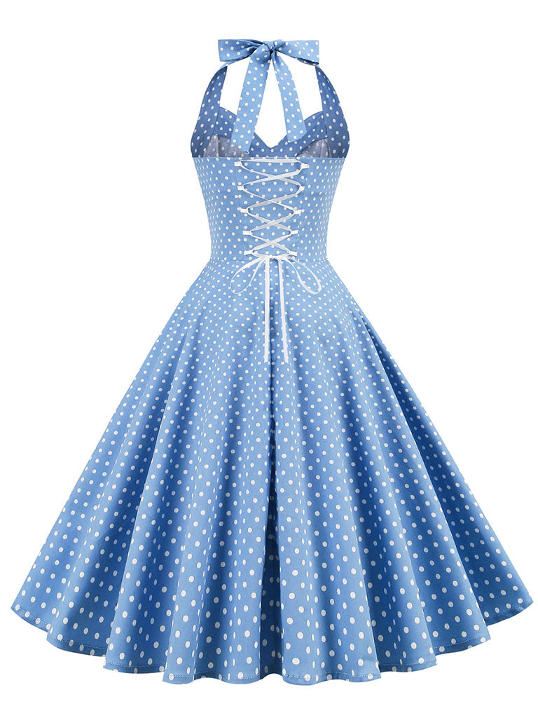 Red Polka Dots Halter Classis Style 1950S Dress