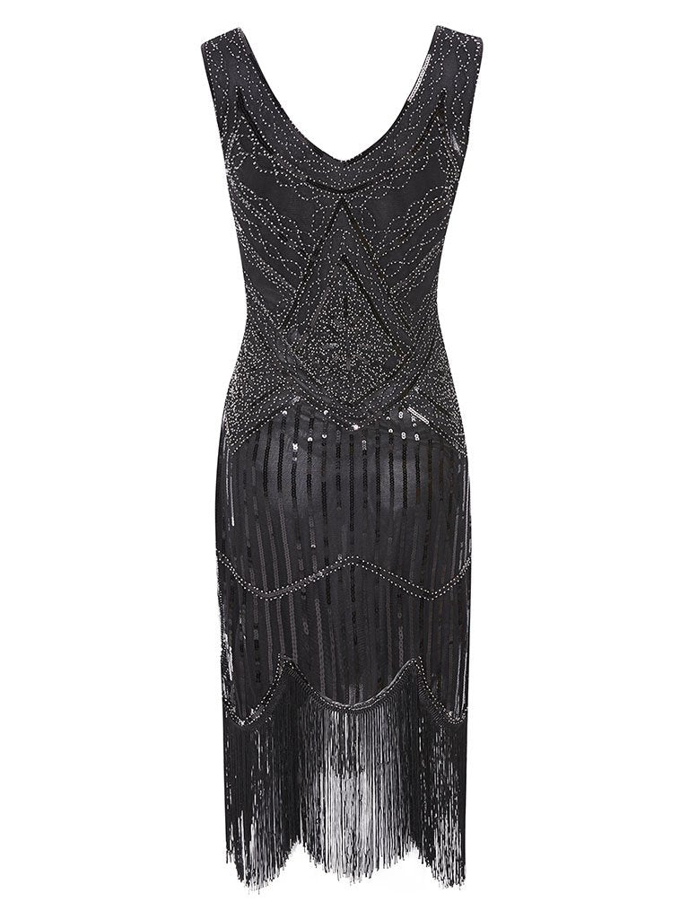1920s V Neck Sequined Flapper Gatsby Dress