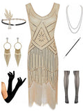 Sequined Fringed Flapper 20S Dress Set