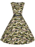 Camouflage Army Style 50s Flapper Dress