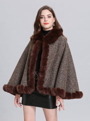Poncho Knitwear Oversized Sweater Faux Fur Coat Shawl Collar Sweaters