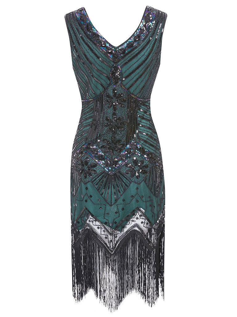 4 Colors 1920s  Sequined Fringed Flapper Dress