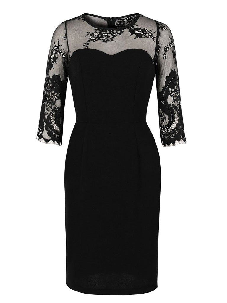 Black Lace 1960S Vintage Bodycon Dress