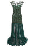 Green 1920s Maxi Sequined Flapper Dress