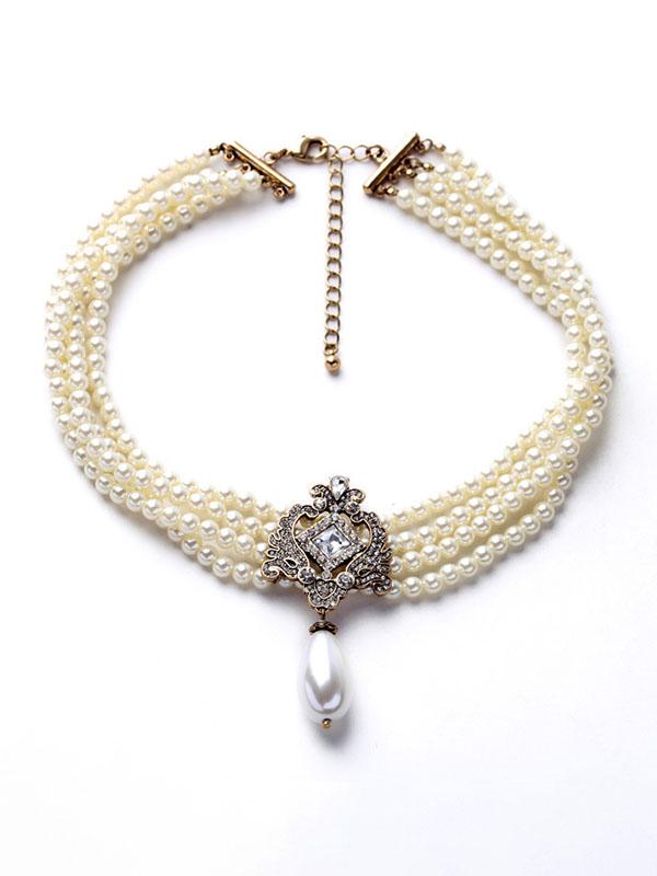 Beautiful White Pearl Statement Necklace for & Girls