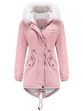 Coat Daily Going Out Fall Winter Casual Waisted Solid Color Cotton Oversized Hoodie Coat