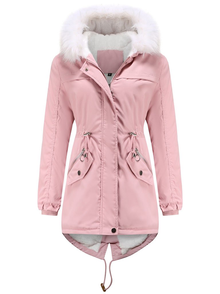 Coat Daily Going Out Fall Winter Casual Waisted Solid Color Cotton Oversized Hoodie Coat
