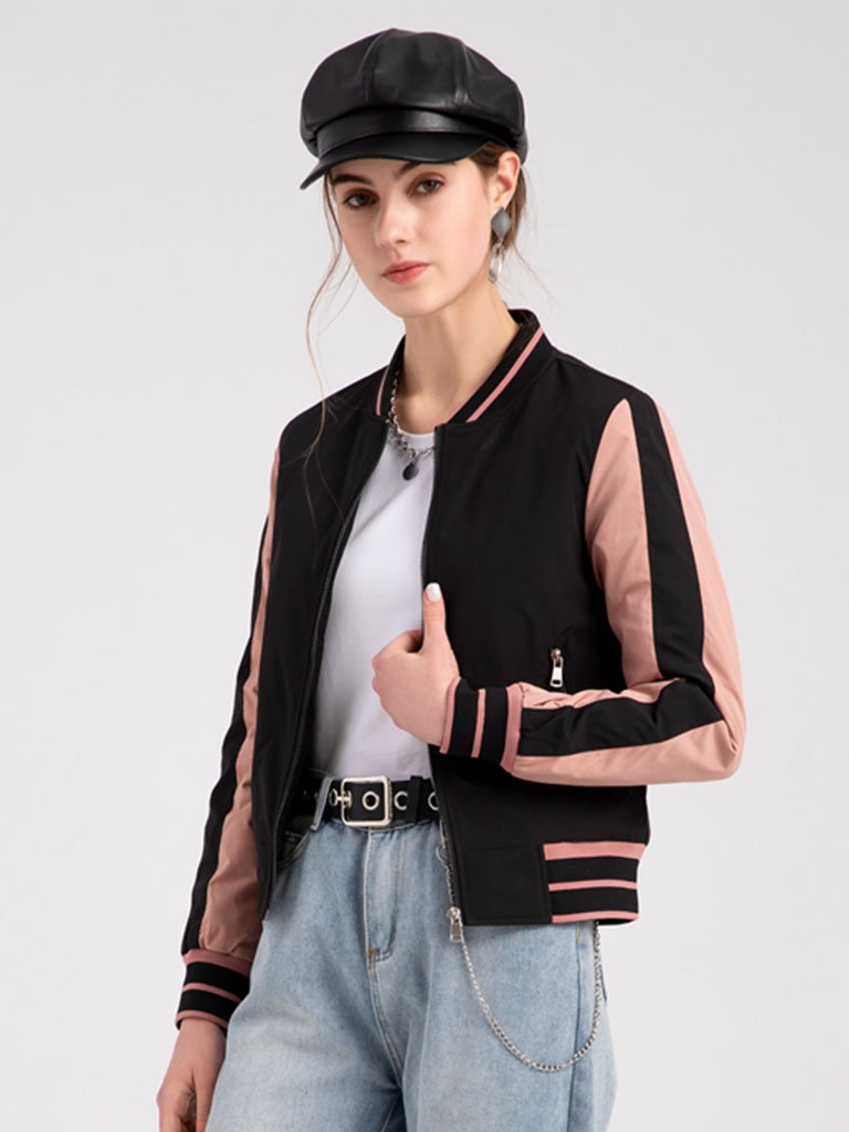 Jacket Street Daily Fall Winter Casual Two Tone Stand Collar Sporty Jacket