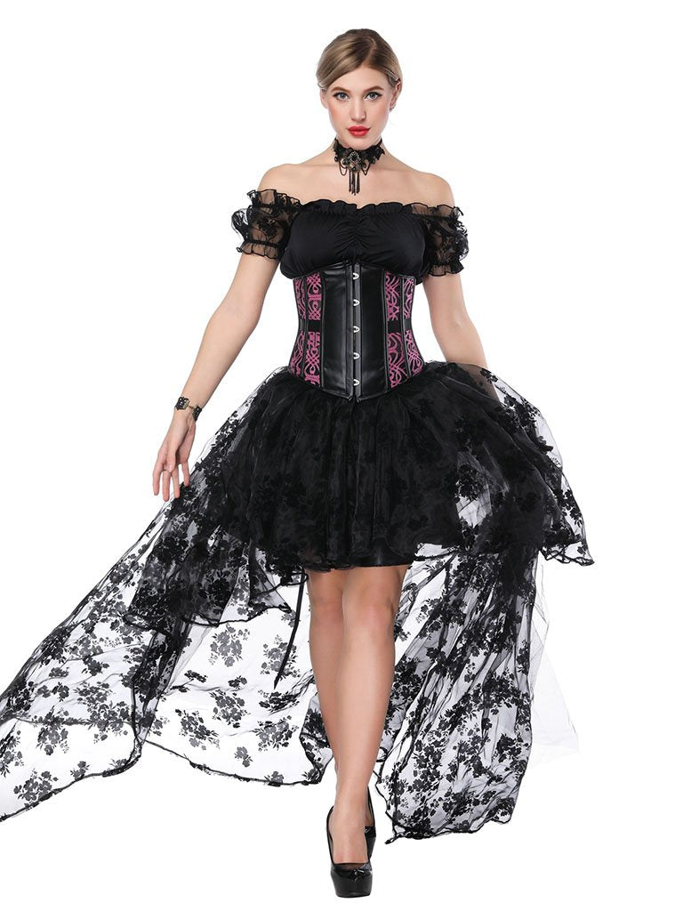 Gothic Costume Halloween  Lace  Top Corset And Asymmetrical Skirt