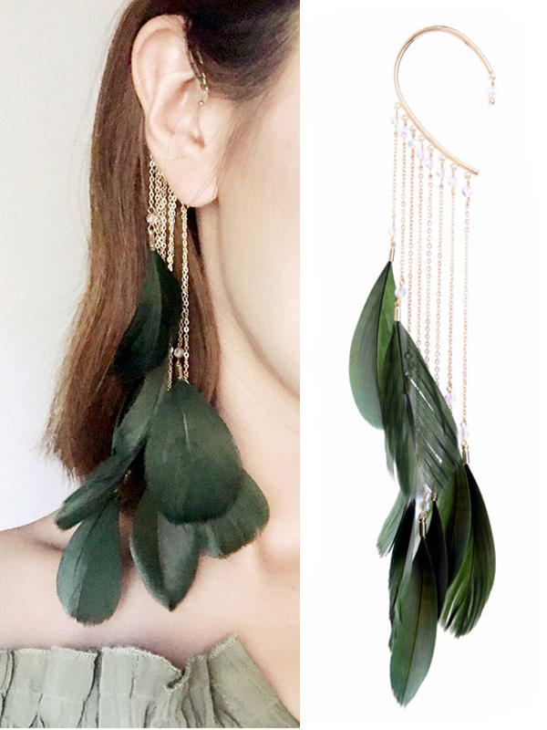 Earrings Feather Earrings Unique Single Tassel Vintage Party Earrings