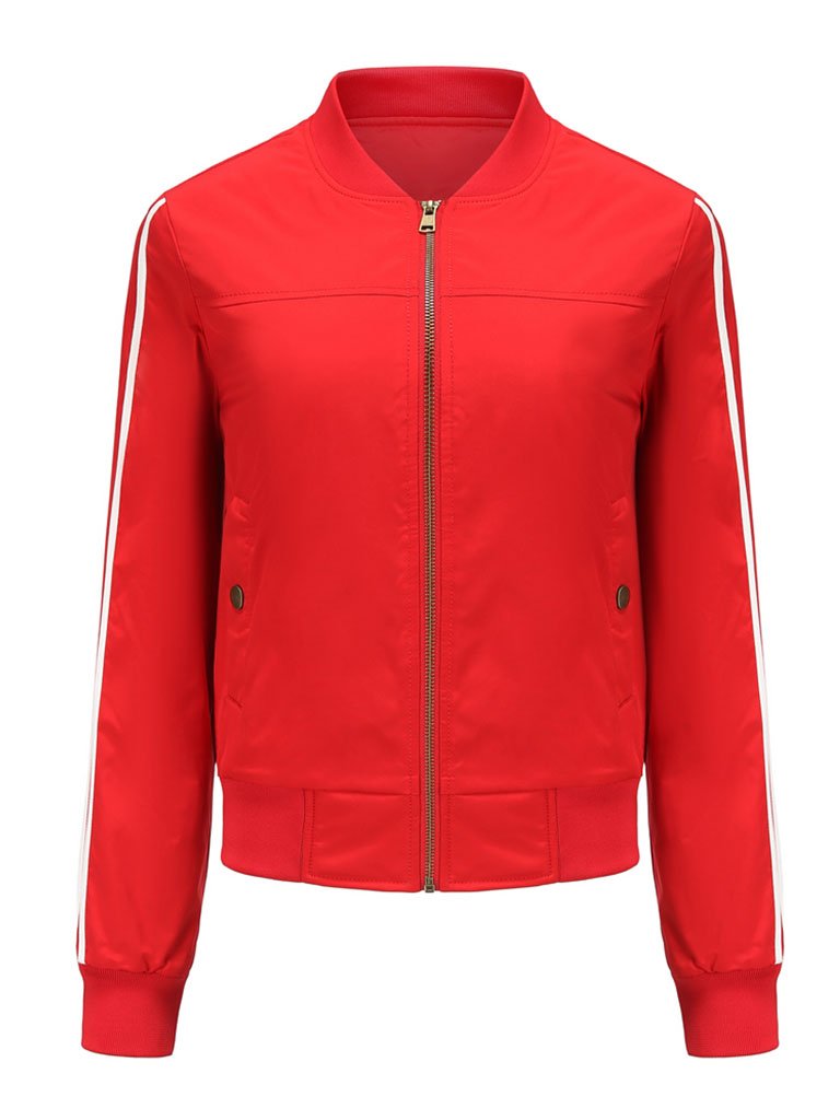 Pilot Style Jacket Daily Fall Winter Casual Solid Color Stand Collar Sporty Jacket