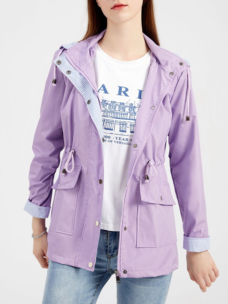 Jacket Daily Going Out Fall Winter Casual Solid Color Hoodie Sporty Jacket