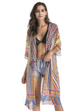 National Printed Long Kimono Cardigan Beach Tops Cover Ups