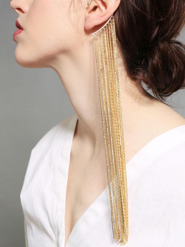 Earrings Long Gold Alloy Vintage Party Tassel Earrings
