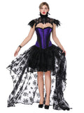 Gothic Costume Halloween Purple Strapless Asymmetrical Skirt And Corset