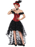 Gothic Costume Halloween Red Strapless Asymmetrical Skirt And Corset