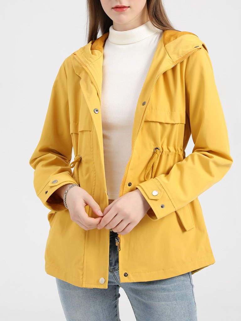 Jacket Daily Going Out Fall Winter Casual Waisted Solid Color Hoodie Sporty Jacket